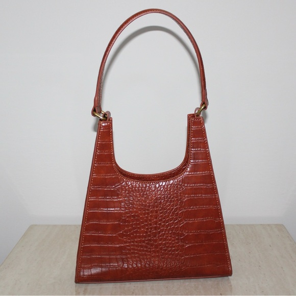 Most Wanted USA Handbags - Brown Crocodile-Embossed Shoulder Bag Purse